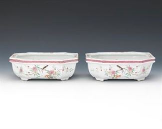 Pair of Famille Rose Planters