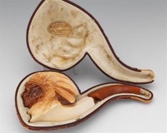 R  W Jenkinson Co. Meerschaum and Lucite Smoke Pipe, Original Presentation Case, Pittsburgh, PA