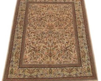 Semi Antique Very Fine Hand Knotted Silk and Wool Tabriz Pictorial Carpet 