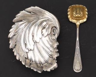 Sterling Spoon and Leaf Dish