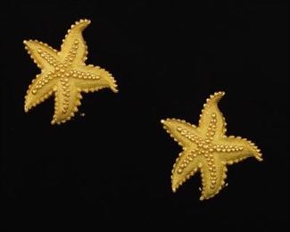 Tiffany  Co. Pair of Gold Starfish Ear Clips 