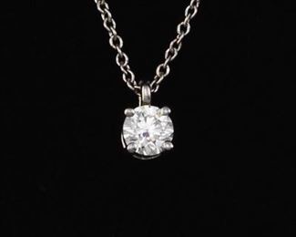 Tiffany  Co. Platinum and Diamond Pendant on Chain 