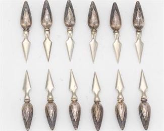 Twelve Sterling Silver Corn Skewers 