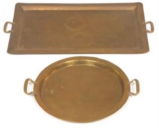 Two Russian PreRevolution Mixed Metals Hand Hammered Trays 