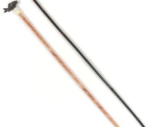 Two Silver Tone Metal Figural Topped Novelty Bamboo and Wood Walking Sticks 