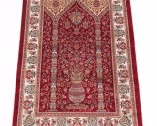 Very Fine Hand Knotted Turkish Mehrab Design Bamboo Silk Carpet 