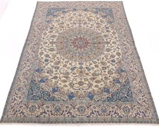 Very Fine Vintage Hand Knotted Silk and Wool Nain Carpet 