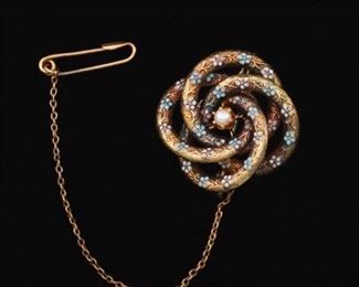 Victorian Gold and Enamel Knot Brooch 