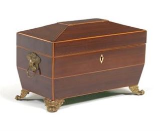 Victorian Mahogany Tea Caddy, ca. 19th Century 