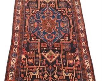 Vintage Fine Hand Knotted Nahavand Pictorial Runner 