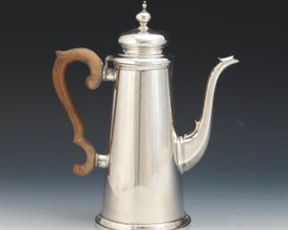 Vintage George II Style Sterling Silver Hand Made Coffee Pot, Marked Cartier 