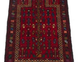 Vintage Hand Knotted Balouch Prayer Carpet 