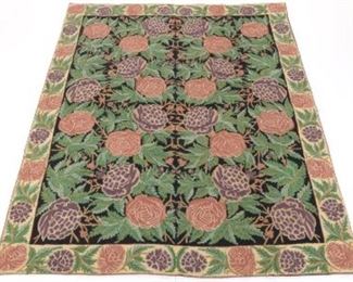 Vintage Hand Knotted European Style Floral Carpet 