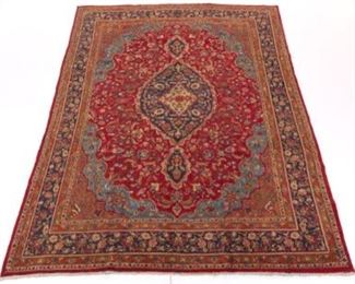 Vintage Hand Knotted Mashad Carpet 