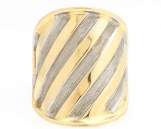 Vintage TwoTone Gold Textured Wide Band 