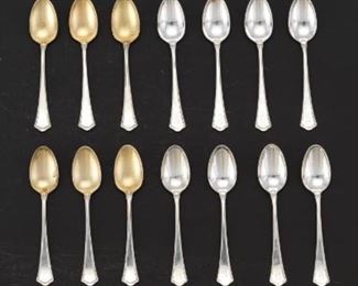 Wallace Gold Washed Sterling and Sterling Silver Twelve Demitasse Spoons