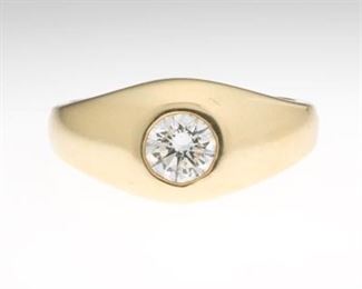 Yellow Gold Solitaire Diamond Ring 