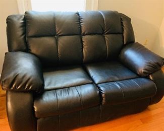 Black Leather Love Seat