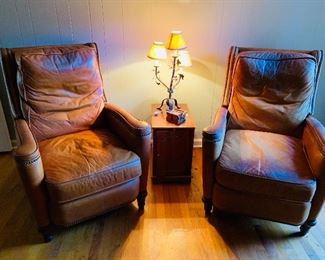 Leather Recliners, Priced to sell! Accent Table, Metal Table Lamp with Ivy detail