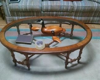 wood and glass coffee table , wood birds 