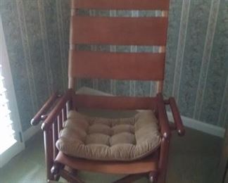 rocker  wood and leather 