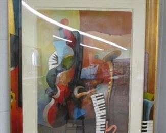 "Orchestration" oil on paper signed Emanuel Mattini