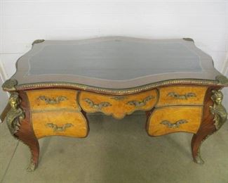 Egyptian Revival style mahogany & burled wood bombe' desk