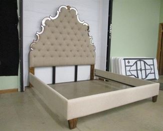 French style king size bed w/button tufted headboard