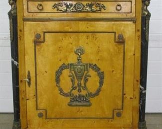 Egyptian Revival style burled wood & marble top cabinet