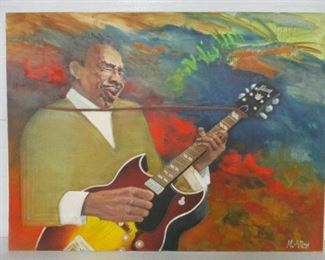 "T-Bone Blues" oil on canvas signed M. Allen