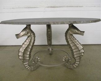 Seahorse base table w/unpolished granite top