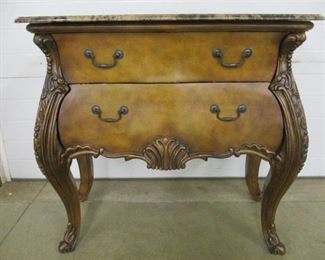 French Provincial style marble top 2 drawer chest