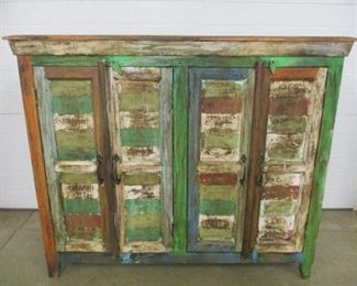Country style paint decorated 4 door cabinet