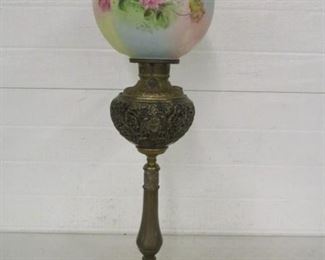 Victorian banquet lamp w/onyx insert base