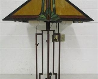 Colour Creations by Tania Bricel Arts & Crafts style leaded stained glass table lamp