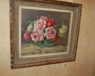 One of the many floral paintings