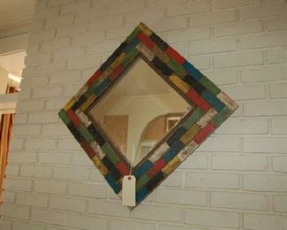 Custom made painted wood mirror