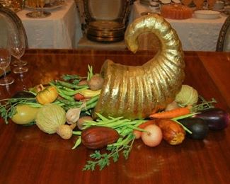 Cornucopia with faux vegetables