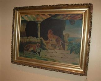Oil on canvas of tigers