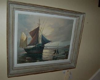 Oil on canvas ship by G. Luigi