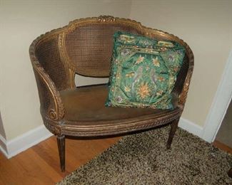 Late 19th Century French caned and gilt-wood settee