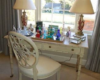 Murano glass on Mark Hampton writing table and chair