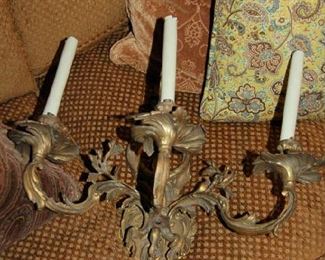 Brass candle sconces
