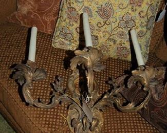 Pair of brass candle sconces