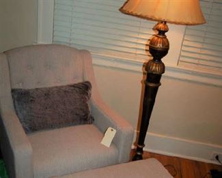 Linen chair with ottoman