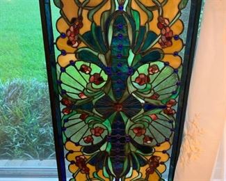 Gorgeous stained glass panel. Can be hung vertical or horizontal. But not by me. Cause I'd probably just break it. No - I definitely would break it. Seriously, don't let me wrap this up for you if you buy it.