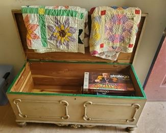 Cedar Trunk and antique quilts