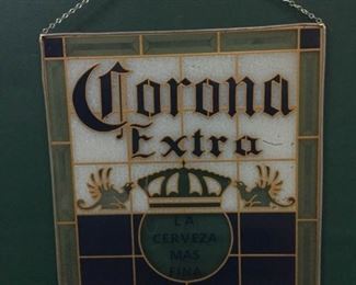 sign cerveza corona extra stained glass