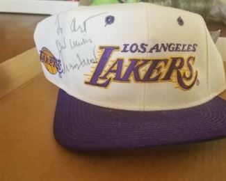 signed Jerry west Lakers cap
