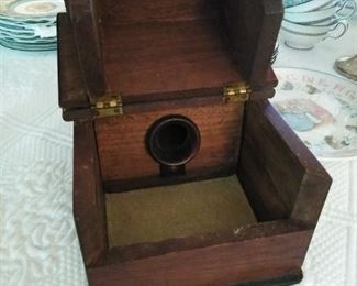 1890s Antique American Masonic "black ball" wooden ballot box with marbles
